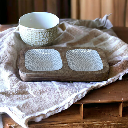 Wood Enamel Snack Bowls