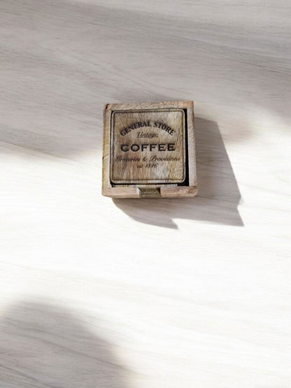 Coffee General Store Coasters Set Of 4