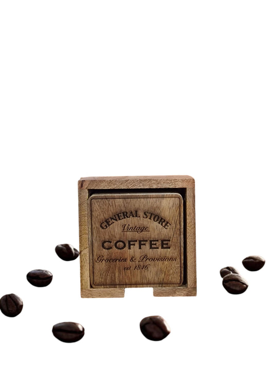 Coffee General Store Coasters Set Of 4