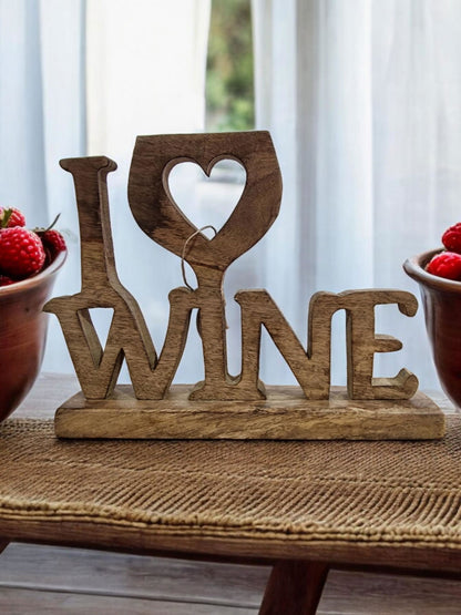 I Love Wine Wooden Decoration 31cm