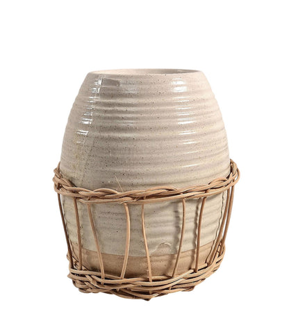 Ceramic Oil Burner With Rattan Design