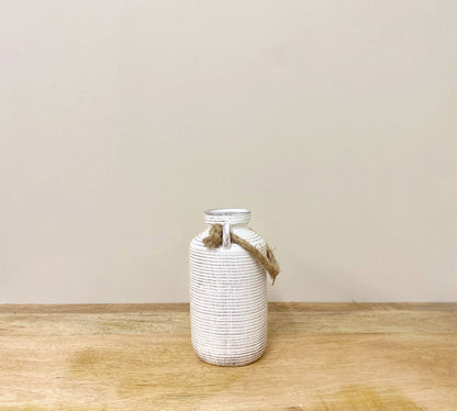 Small Stone Vase with Rope Handle