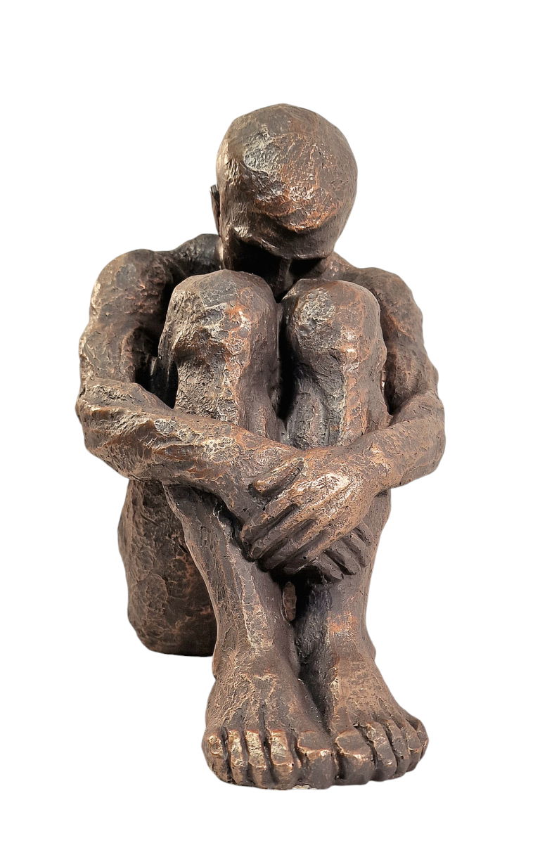 Sitting Man Bronze Style Statue 44.5cm