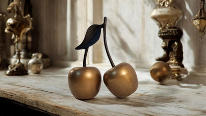 Gold Aluminium Cherry Ornament 22.5cm