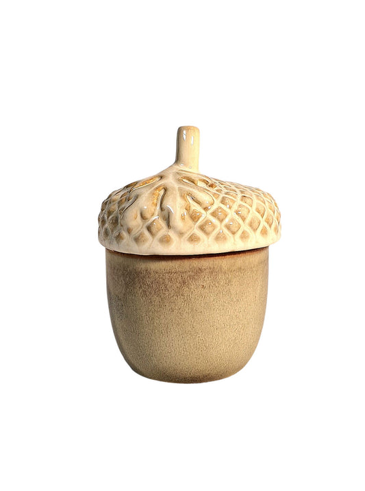 Ceramic Acorn Pot With Lid 13.5cm