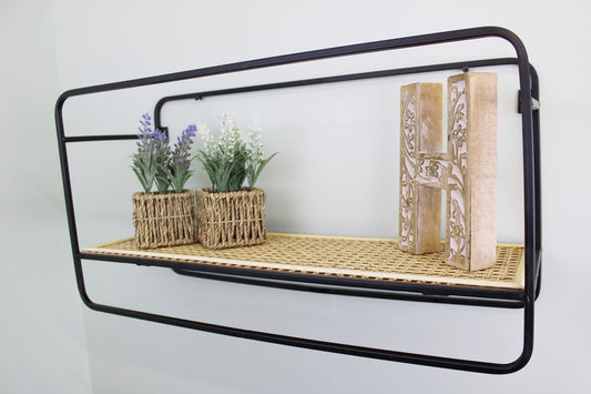 Large Wall Hanging Shelf Unit in Metal Weave Effect