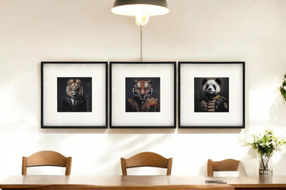 Set of 3 Jungle Animal Head Prints Picture Art 40x40cm