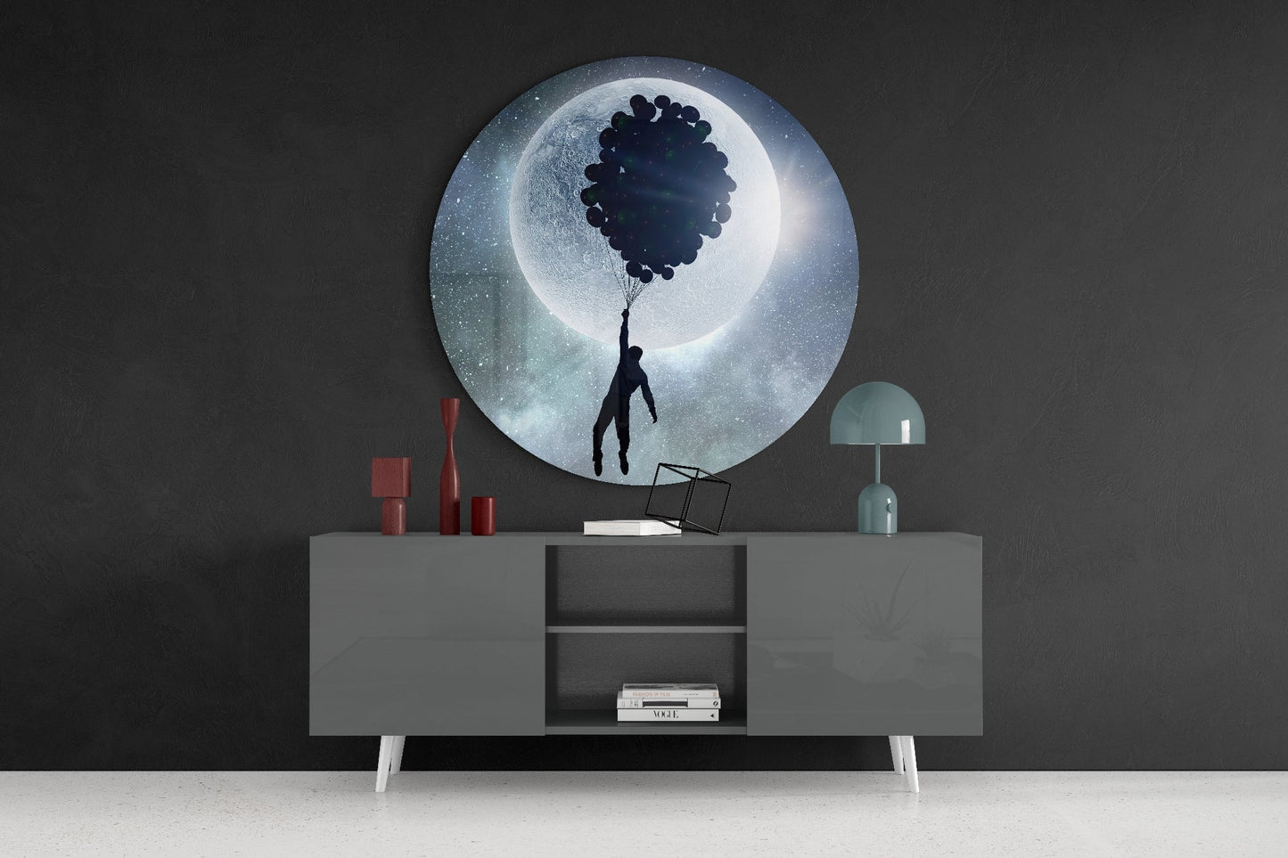 Full Moon Glass Wall Art