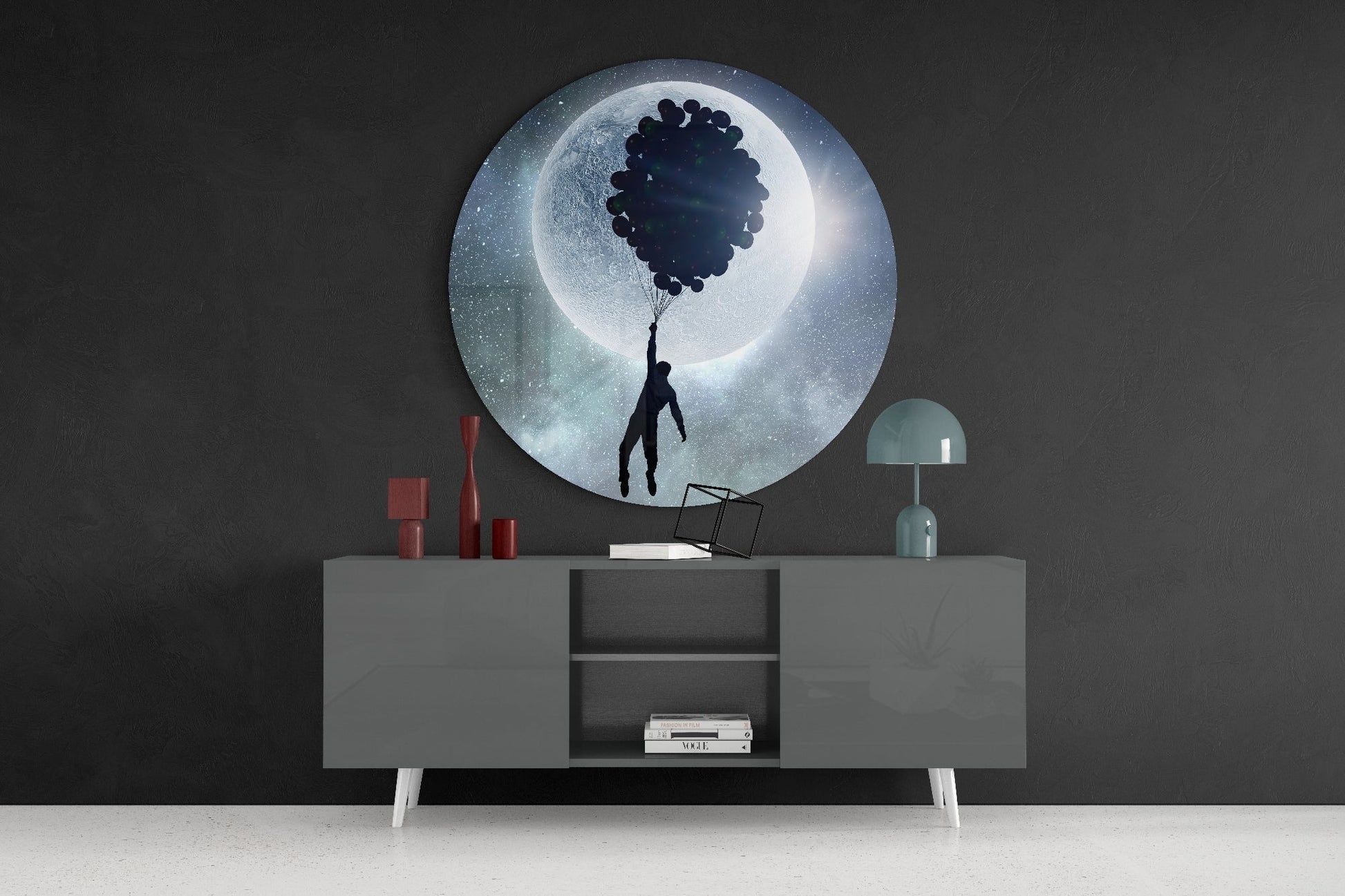 Full Moon Glass Wall Art