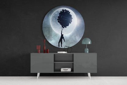 Full Moon Glass Wall Art