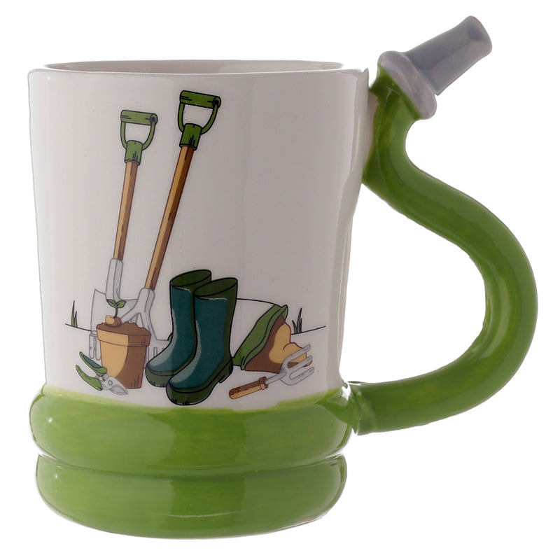 Shaped Handle Ceramic Mug - Garden Hose