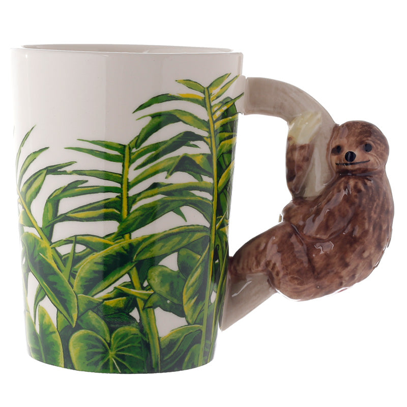 Shaped Handle Ceramic Mug - Jungle Explorer Sloth