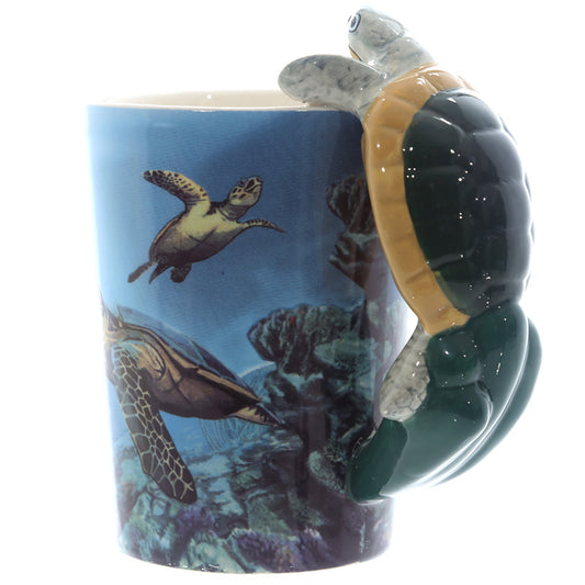 Shaped Handle Ceramic Mug - Turtle