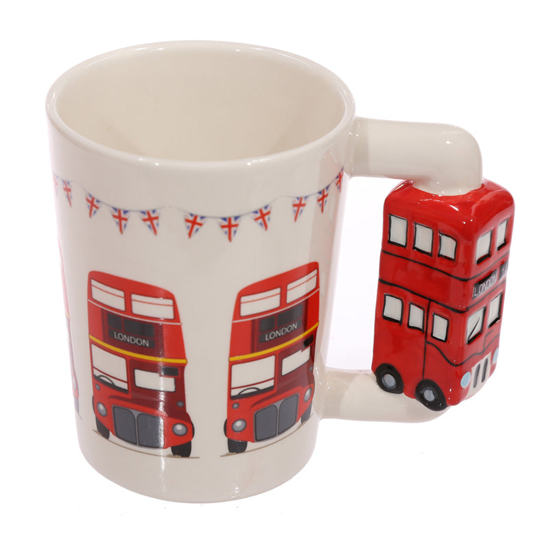 Shaped Handle Ceramic Mug - London Icons Red Routemaster Bus