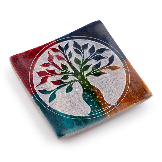 Soapstone Incense Burner Dish - Tree of Life