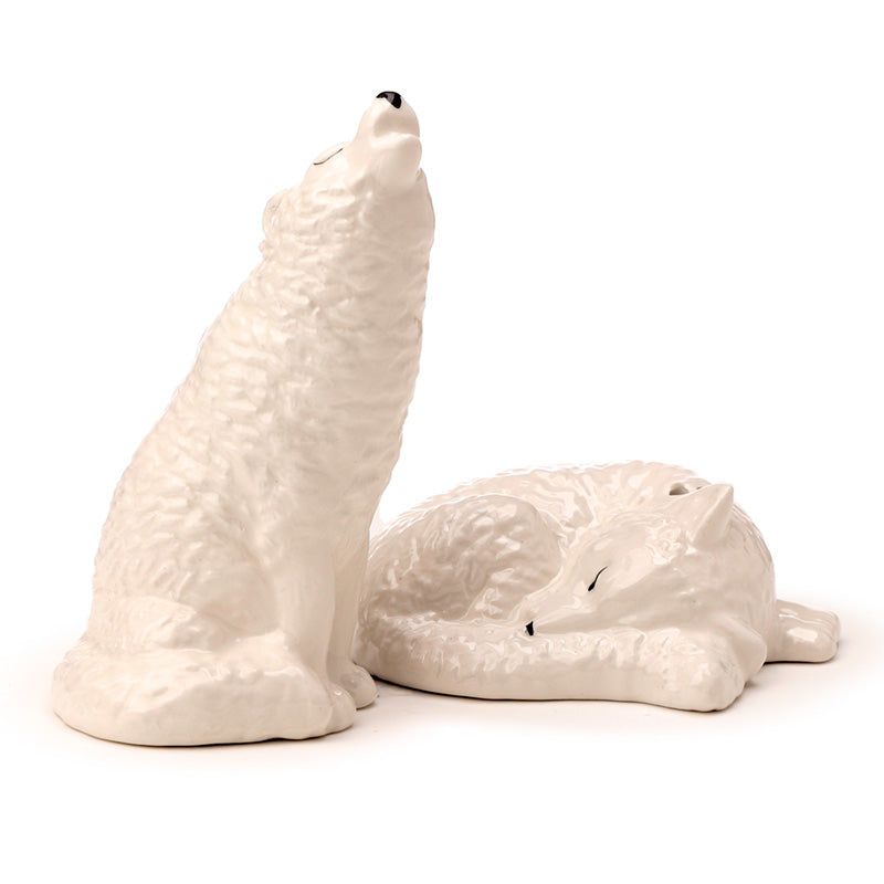 Ceramic Salt & Pepper Set - White Wolf