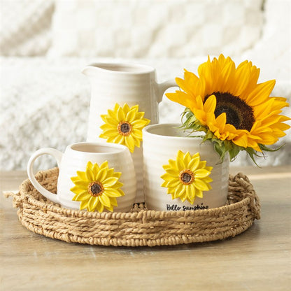 Hello Sunshine Rounded Mug with 3D Sunflower