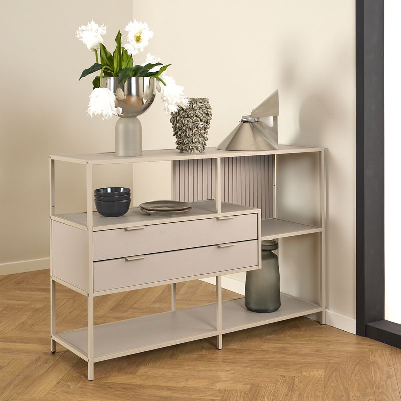 Seaford Grey Storage Unit with 2 Drawers and 3 Shelves