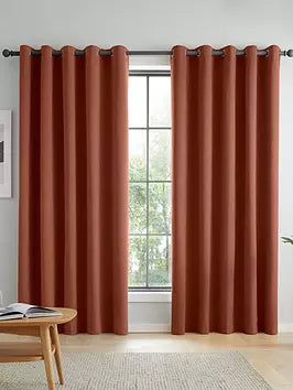 Catherine Lansfield Wilson Velvet Blackout Thermal Eyelet Curtains Two Panels