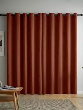 Catherine Lansfield Wilson Velvet Blackout Thermal Eyelet Curtains Two Panels