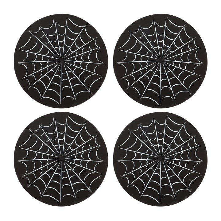 Black Spiderweb Coaster Set