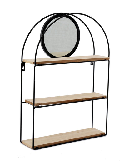 Black Metal 3 Shelves with Mirror