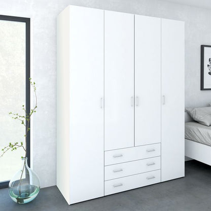 Space Wardrobe 4 Doors 3 Drawers in White 2001