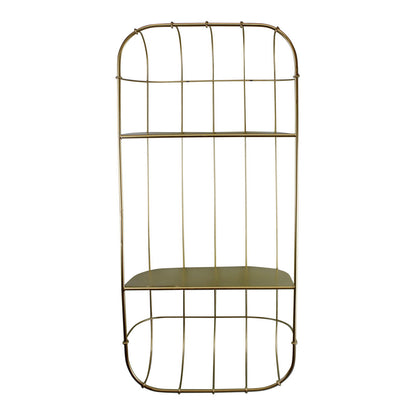 Gold Metal Wall Double Storage Shelf, Basket Design