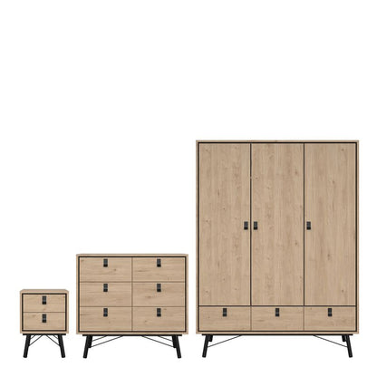 Ry Package - Wardrobe 3 Doors + 3 Drawers + Double Chest 6 Drawers + Bedside Cabinet 2 Drawers