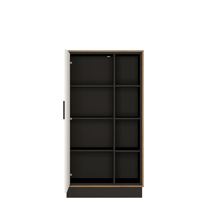 Brolo Wide 1 Door Bookcase With the Walnut and Dark Panel Finish
