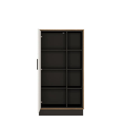 Brolo Wide 1 Door Bookcase With the Walnut and Dark Panel Finish