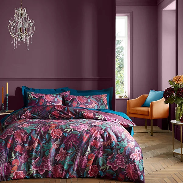 Bridgerton By Catherine Lansfield Kate Floral Soft Velvet Duvet Cover Set with Pillowcases