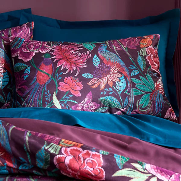 Bridgerton By Catherine Lansfield Kate Floral Soft Velvet Duvet Cover Set with Pillowcases