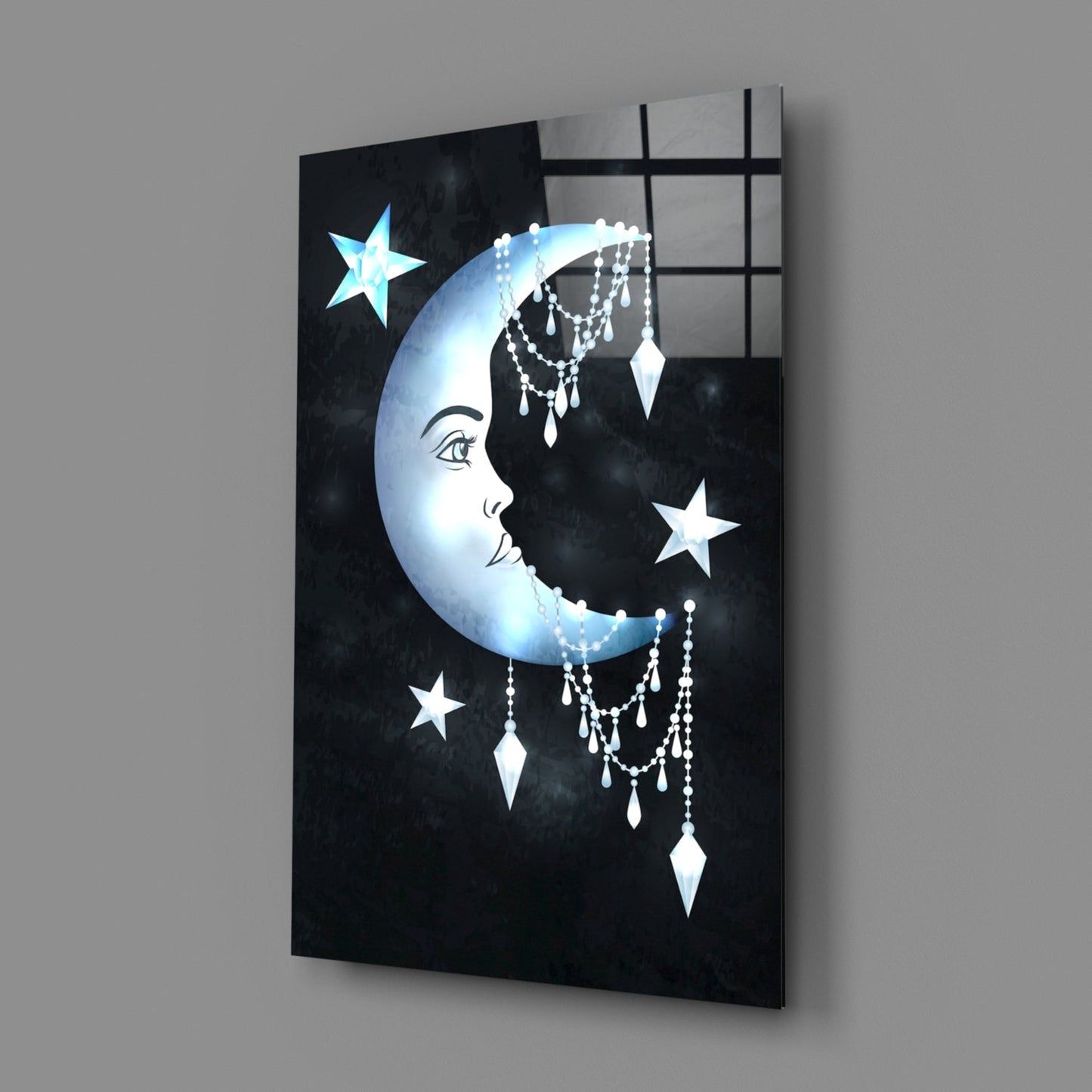 Moon Star Glass Wall Art