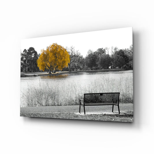 Yellow Tree Glass Wall Art
