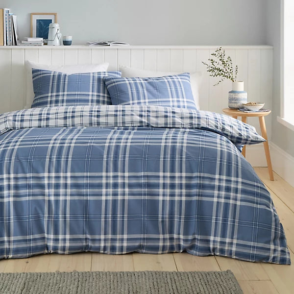 Catherine Lansfield Kelso Check Reversible Duvet Cover Set with Pillowcases