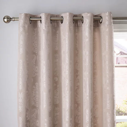 Catherine Lansfield Damask Jacquard Lined Eyelet Curtains Two Panels