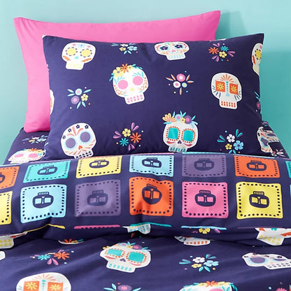 Catherine Lansfield Sugar Skull Fiesta Reversible Duvet Cover Set with Pillowcases