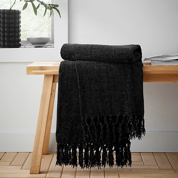 Catherine Lansfield Wilson Plain Chenille Blanket Throw