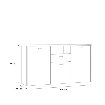 Klara 3 Door 1 Drawer Chest in Grey and Oak