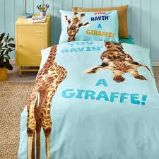 Catherine Lansfield Kids Havin A Giraffe Reversible Duvet Cover Set with Pillowcase