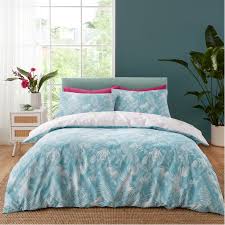 Catherine Lansfield Aruba Tropical Floral Reversible Duvet Cover Set with Pillowcases