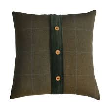 Quinn Cushion Set of 2 - Green Olive Tartan & Green Velvet