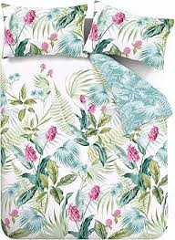 Catherine Lansfield Aruba Tropical Floral Reversible Duvet Cover Set with Pillowcases