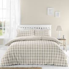 Catherine Lansfield Seersucker Gingham Check Reversible Duvet Cover Set with Pillowcases