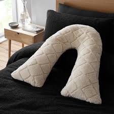 Catherine Lansfield Cosy Diamond Faux Fur V Shaped Sleep Cushion Pillow