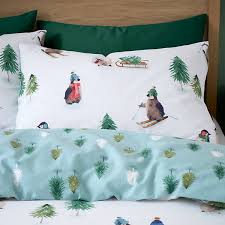 Catherine Lansfield Brushed Snowy Penguin Reversible Duvet Cover Set with Pillowcases