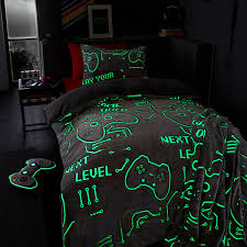 Catherine Lansfield Game Over Glow in the Dark Fleece Duvet Cover Set with Pillowcases