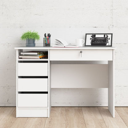 Function Plus 4 Drawer Desk Handleless Drawer in White