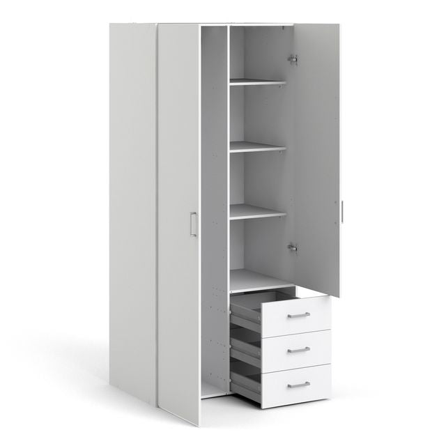Space Wardrobe 2 Doors 3 Drawers White 1751